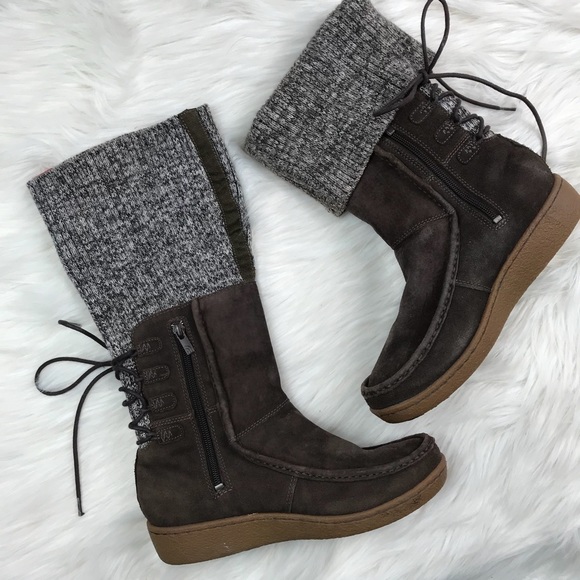 The North Face Shoes - The North Face "Alana" Mid Knit Cuff Boots Suede